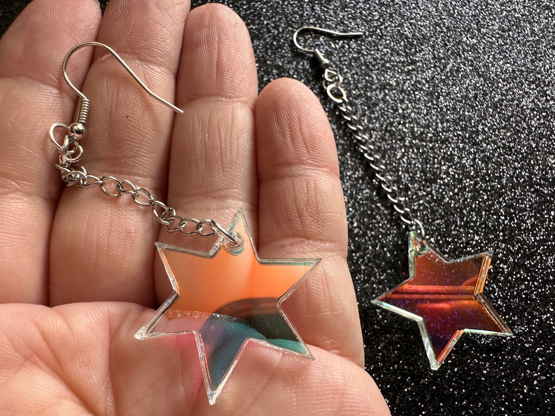 Iridescent Star Earrings: Laser Cut Acrylic Stars, Magic, Night Sky, Astrology, Astronomy, Best Gifts for Her/Him/Them
