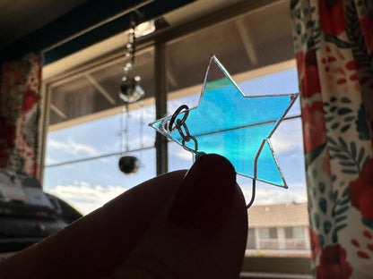 Iridescent Star and Moon Earrings: Laser Cut Acrylic Stars, Magic, Night Sky, Astrology, Astronomy, Gifts for Her/Him/Them