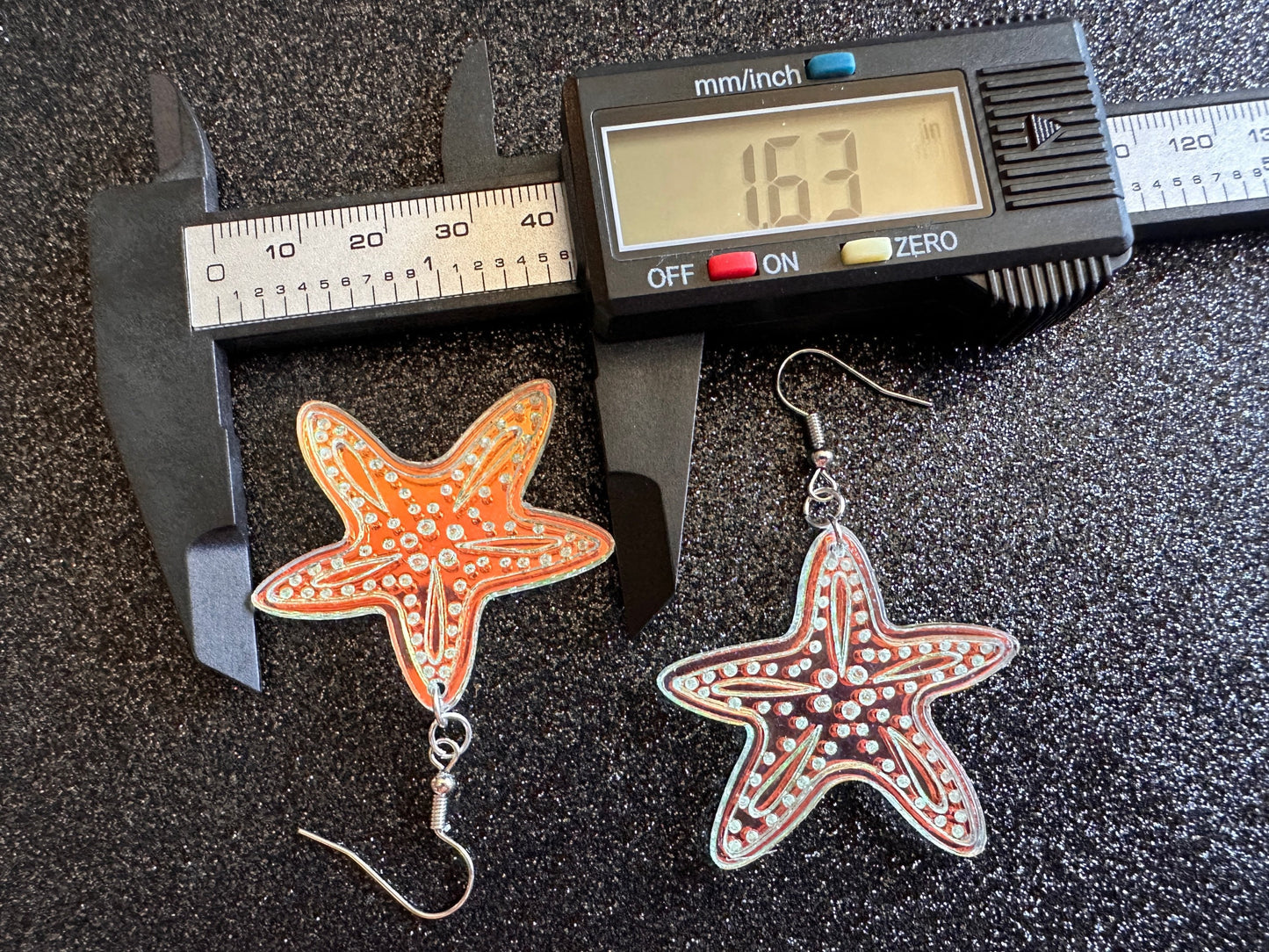 Iridescent Starfish Earrings: Laser Cut Acrylic Starfish, Marine Animals, Aquarium Fish, Beach Vibes, Best Gifts for Her/Him/Them