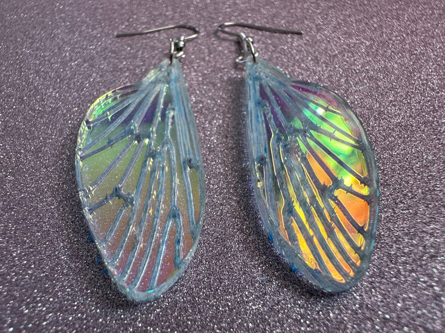 Iridescent Wing Earrings: Laser Cut Acrylic Wings, Summer, Butterfly, Bee, Fly, Insects, Bugs, Best Gifts for Her/Him/Them