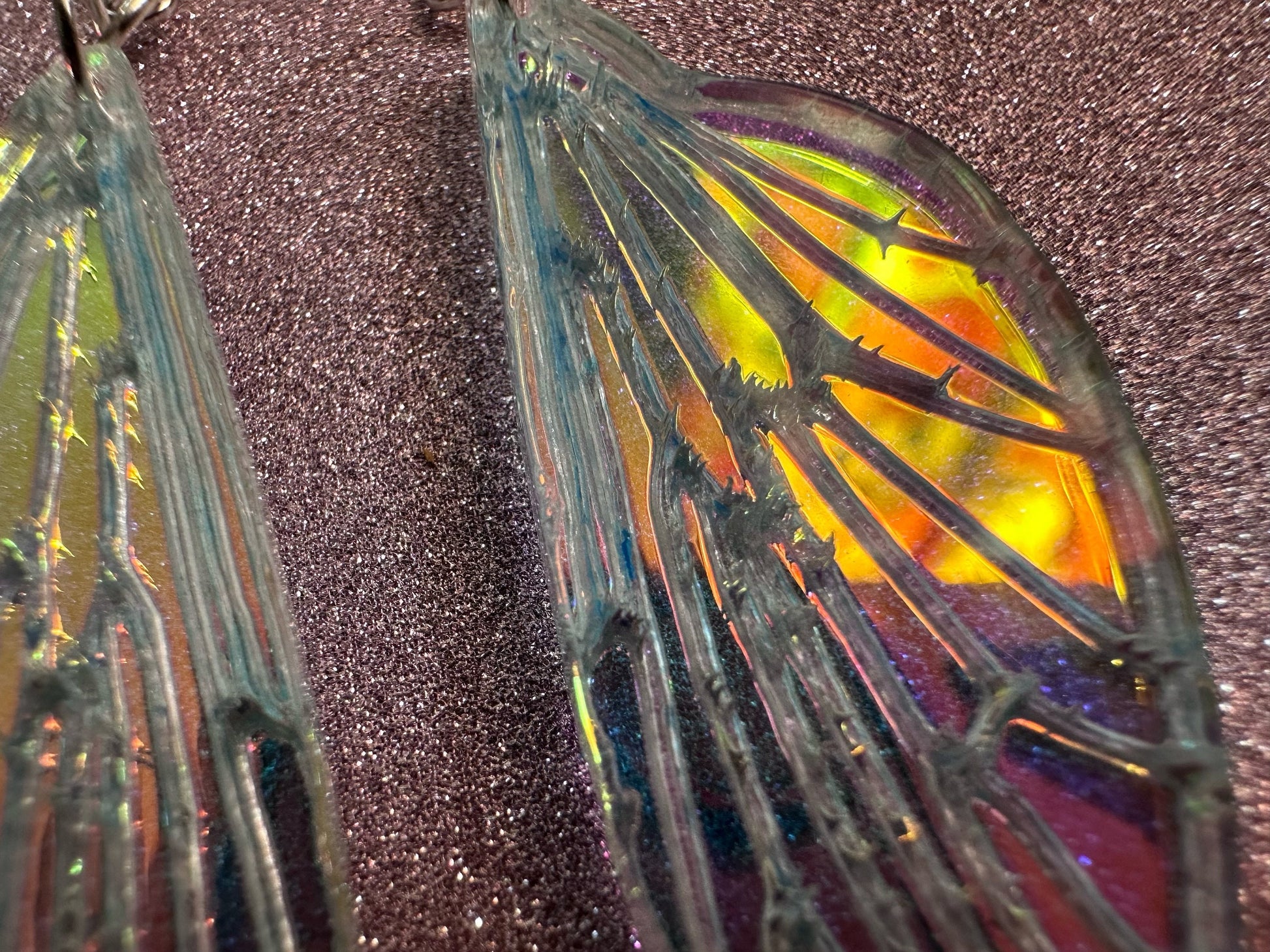 Iridescent Wing Earrings: Laser Cut Acrylic Wings, Summer, Butterfly, Bee, Fly, Insects, Bugs, Best Gifts for Her/Him/Them