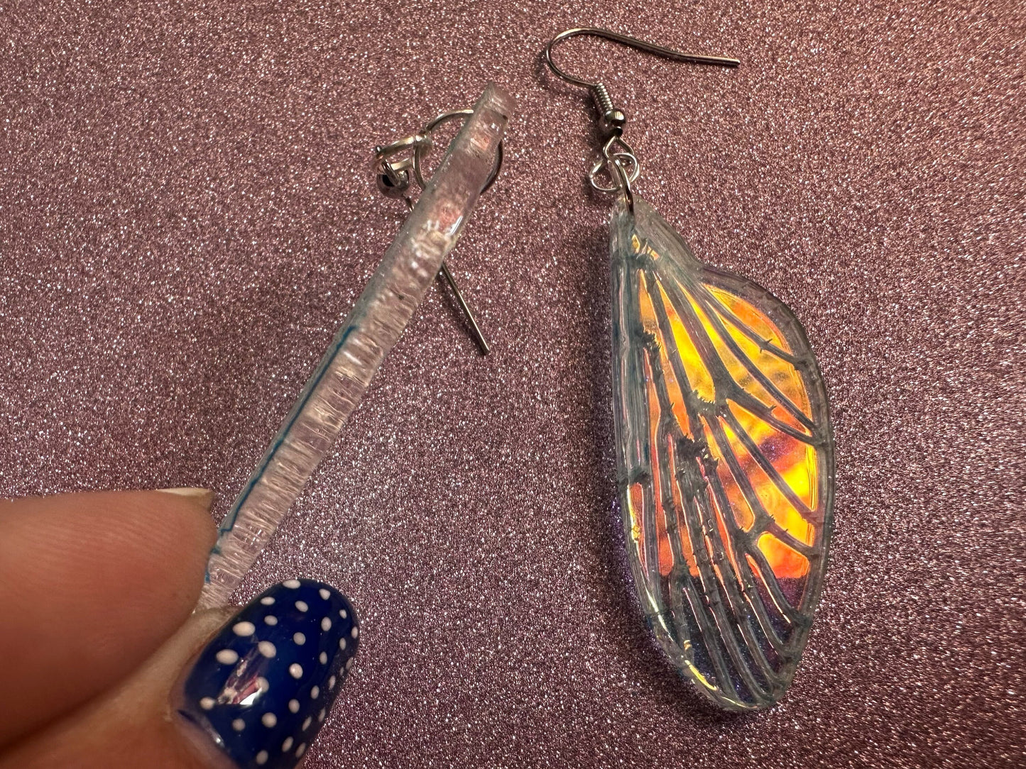Iridescent Wing Earrings: Laser Cut Acrylic Wings, Summer, Butterfly, Bee, Fly, Insects, Bugs, Best Gifts for Her/Him/Them