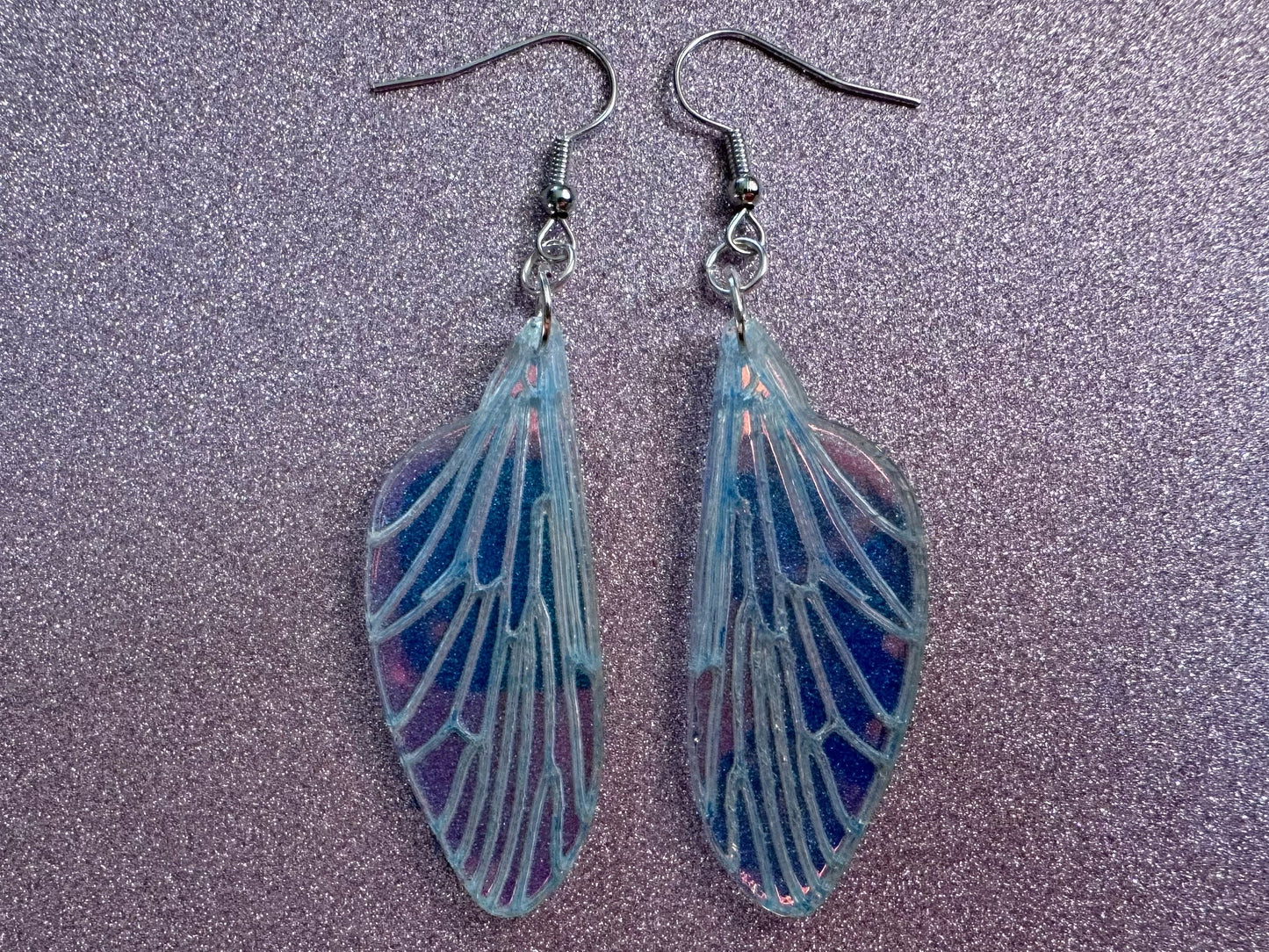 Iridescent Wing Earrings: Laser Cut Acrylic Wings, Summer, Butterfly, Bee, Fly, Insects, Bugs, Best Gifts for Her/Him/Them