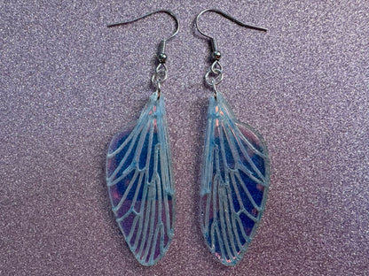 Iridescent Wing Earrings: Laser Cut Acrylic Wings, Summer, Butterfly, Bee, Fly, Insects, Bugs, Best Gifts for Her/Him/Them