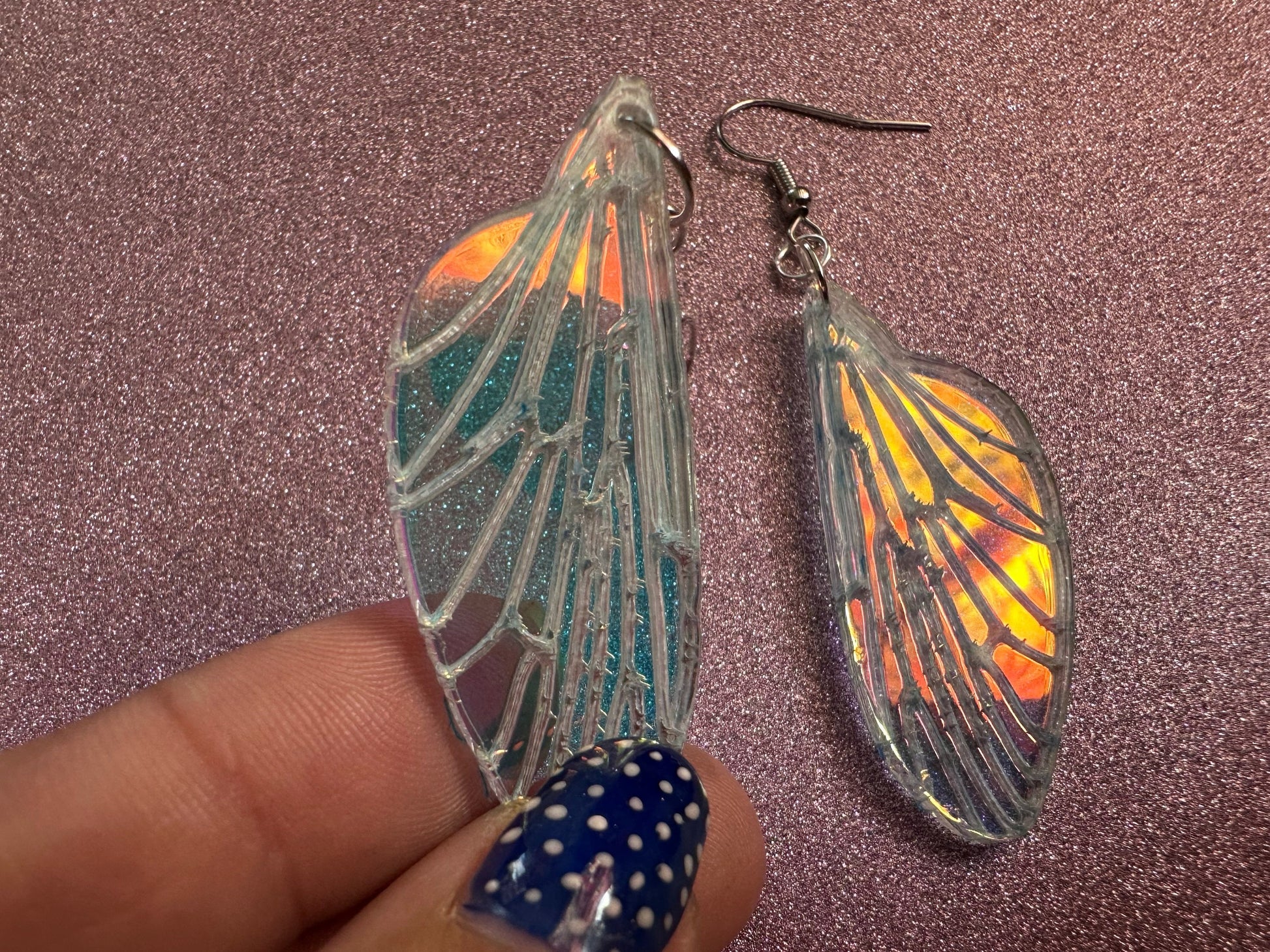 Iridescent Wing Earrings: Laser Cut Acrylic Wings, Summer, Butterfly, Bee, Fly, Insects, Bugs, Best Gifts for Her/Him/Them