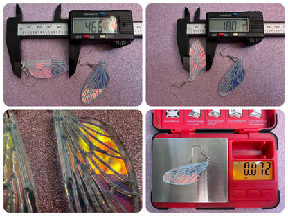 Iridescent Wing Earrings: Laser Cut Acrylic Wings, Summer, Butterfly, Bee, Fly, Insects, Bugs, Best Gifts for Her/Him/Them