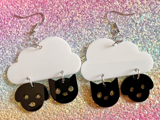 It's Raining Cats and Dogs Earrings: Laser Cut Acrylic Earrings, Raining, Rain, Best Gifts for Her/Him/Them