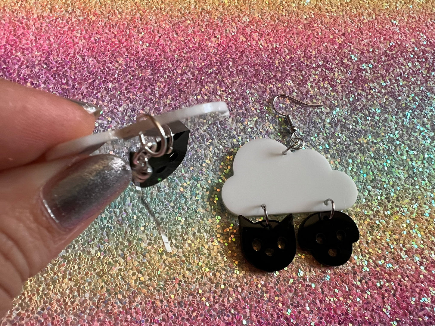 It's Raining Cats and Dogs Earrings: Laser Cut Acrylic Earrings, Raining, Rain, Best Gifts for Her/Him/Them