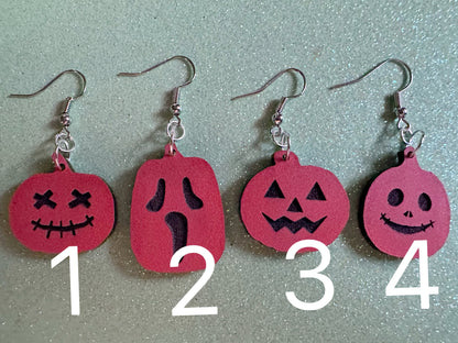 Jack-O-Lantern Earrings: Laser Cut Acrylic Jack-O-Lanterns, Pumpkins, Halloween, Scary, Spooky, Horror, Best Gifts for Her/Him/Them