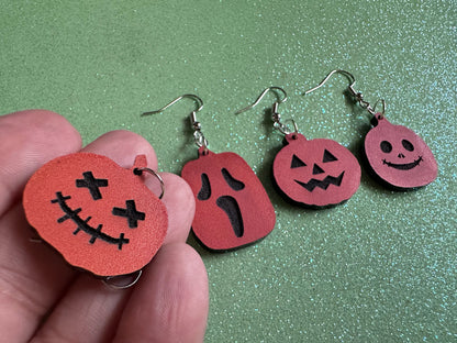 Jack-O-Lantern Earrings: Laser Cut Acrylic Jack-O-Lanterns, Pumpkins, Halloween, Scary, Spooky, Horror, Best Gifts for Her/Him/Them