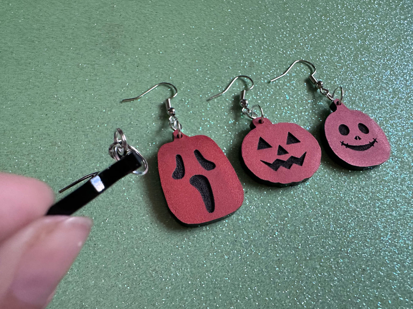 Jack-O-Lantern Earrings: Laser Cut Acrylic Jack-O-Lanterns, Pumpkins, Halloween, Scary, Spooky, Horror, Best Gifts for Her/Him/Them