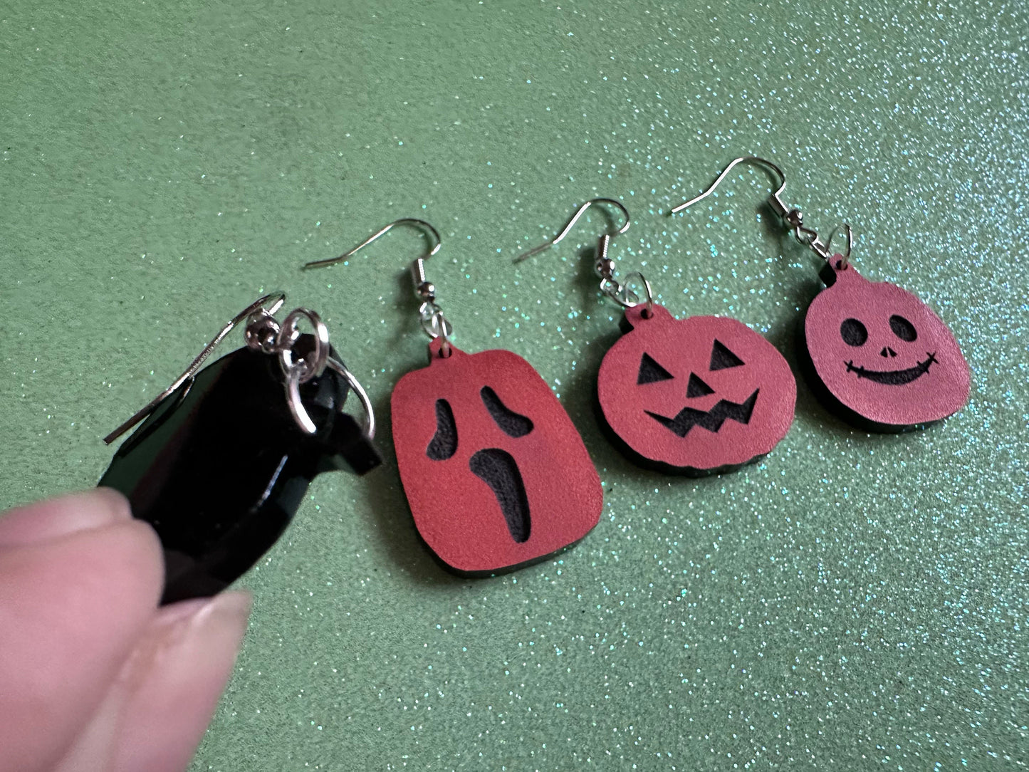 Jack-O-Lantern Earrings: Laser Cut Acrylic Jack-O-Lanterns, Pumpkins, Halloween, Scary, Spooky, Horror, Best Gifts for Her/Him/Them