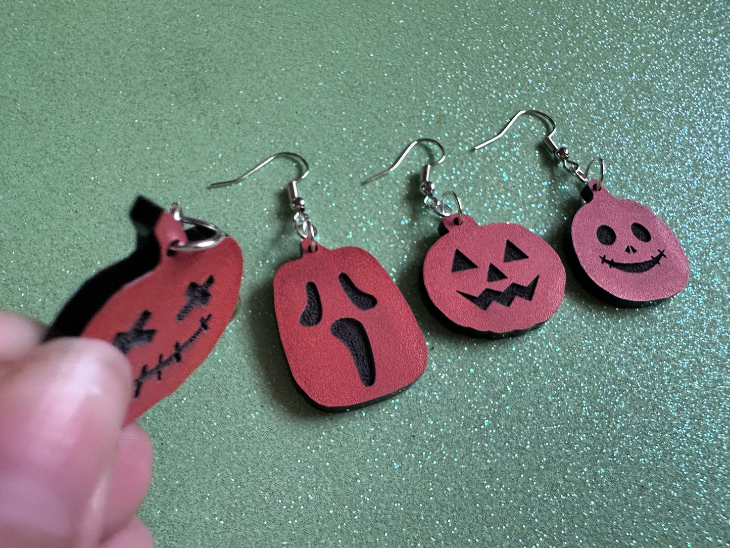 Jack-O-Lantern Earrings: Laser Cut Acrylic Jack-O-Lanterns, Pumpkins, Halloween, Scary, Spooky, Horror, Best Gifts for Her/Him/Them