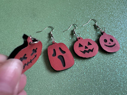 Jack-O-Lantern Earrings: Laser Cut Acrylic Jack-O-Lanterns, Pumpkins, Halloween, Scary, Spooky, Horror, Best Gifts for Her/Him/Them