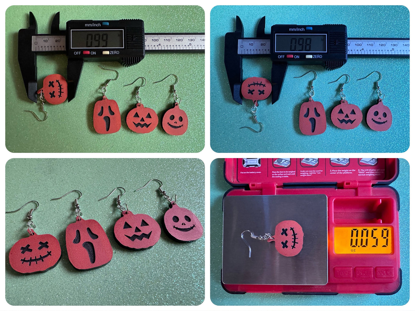 Jack-O-Lantern Earrings: Laser Cut Acrylic Jack-O-Lanterns, Pumpkins, Halloween, Scary, Spooky, Horror, Best Gifts for Her/Him/Them