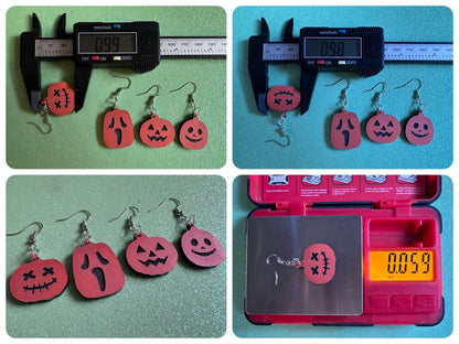 Jack-O-Lantern Earrings: Laser Cut Acrylic Jack-O-Lanterns, Pumpkins, Halloween, Scary, Spooky, Horror, Best Gifts for Her/Him/Them
