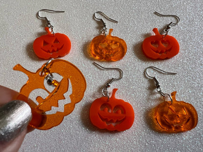 Jack-O-Lantern Halloween Earrings: Laser Cut Acrylic Pumpkins, Scary, Spooky, Horror, Best Gifts for Her/Him/Them
