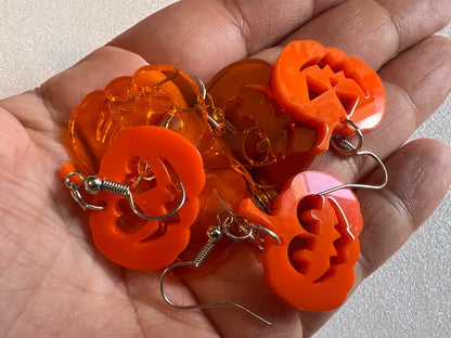 Jack-O-Lantern Halloween Earrings: Laser Cut Acrylic Pumpkins, Scary, Spooky, Horror, Best Gifts for Her/Him/Them