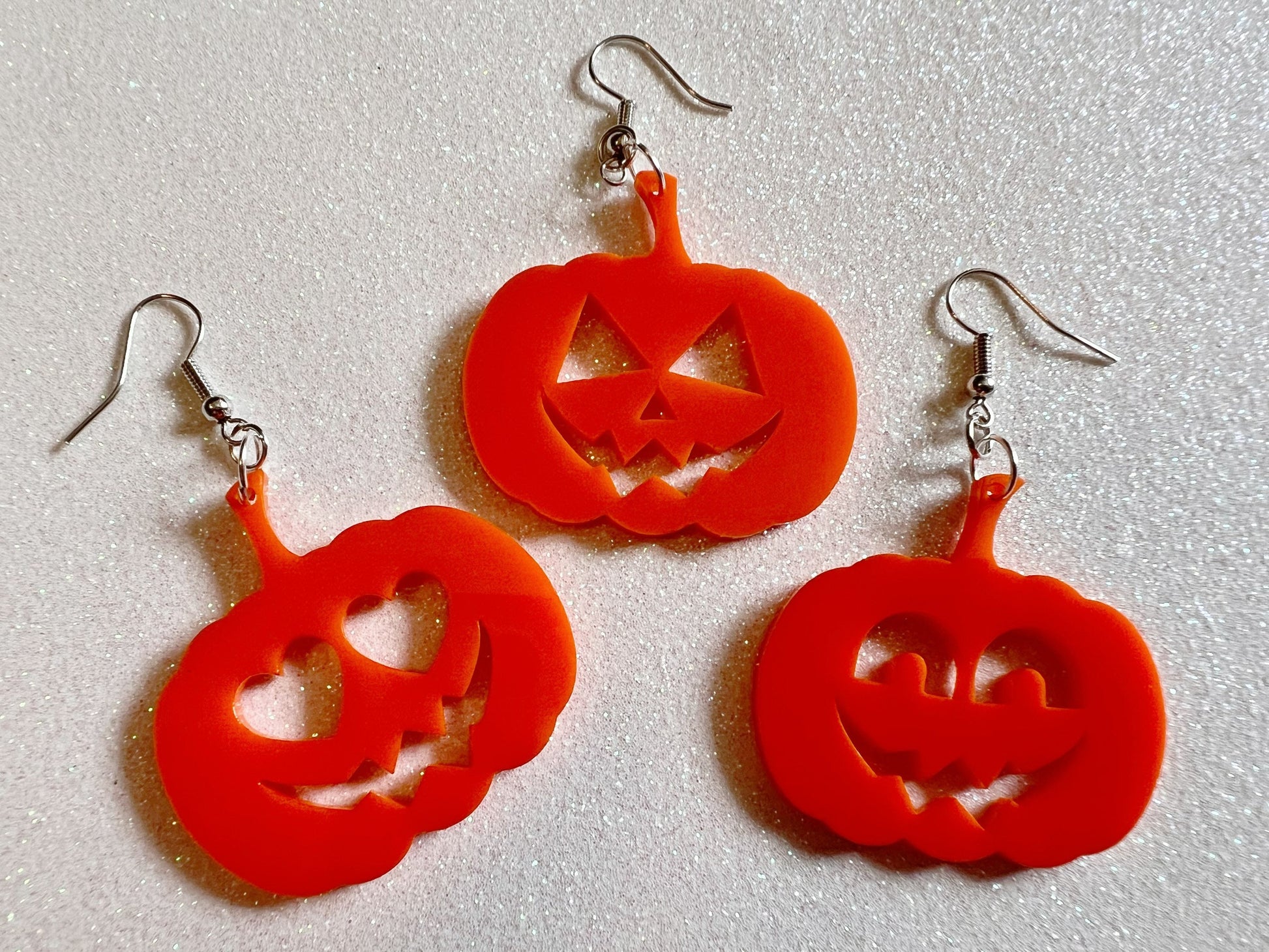 Jack-O-Lantern Halloween Earrings: Laser Cut Acrylic Pumpkins, Scary, Spooky, Horror, Gifts for Her/Him/Them