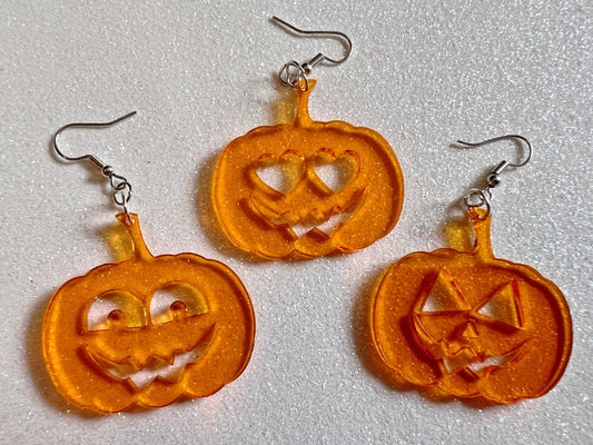Jack-O-Lantern Halloween Earrings: Laser Cut Acrylic Pumpkins, Scary, Spooky, Horror, Gifts for Her/Him/Them
