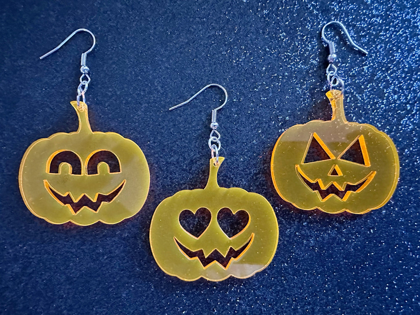 Jack-O-Lantern Halloween Earrings: Laser Cut Acrylic Pumpkins, Scary, Spooky, Horror, Gifts for Her/Him/Them