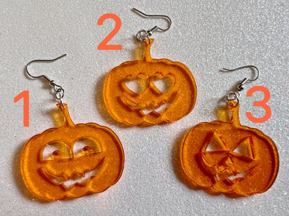 Jack-O-Lantern Halloween Earrings: Laser Cut Acrylic Pumpkins, Scary, Spooky, Horror, Gifts for Her/Him/Them