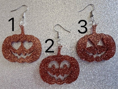 Jack-O-Lantern Halloween Earrings: Laser Cut Acrylic Pumpkins, Scary, Spooky, Horror, Gifts for Her/Him/Them