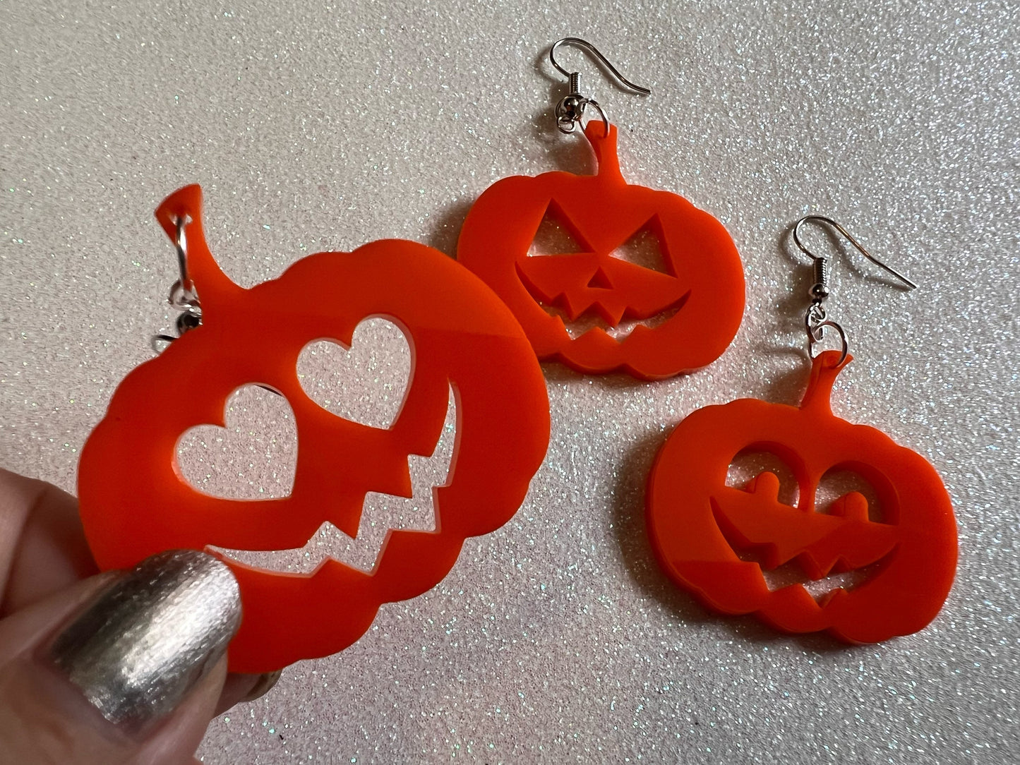 Jack-O-Lantern Halloween Earrings: Laser Cut Acrylic Pumpkins, Scary, Spooky, Horror, Gifts for Her/Him/Them