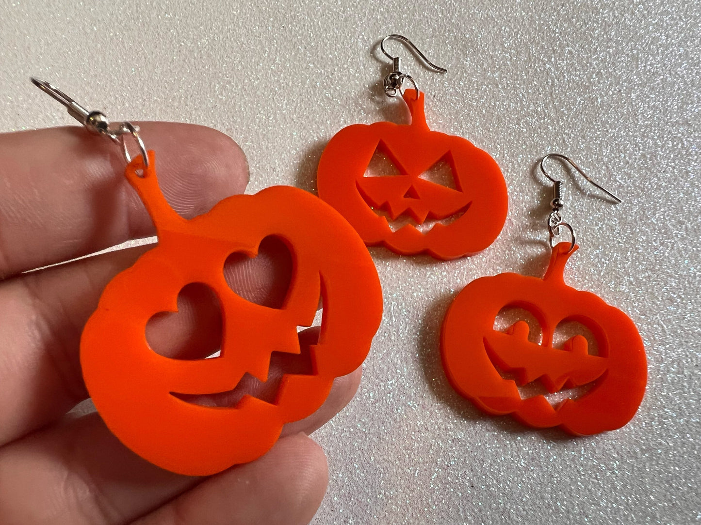 Jack-O-Lantern Halloween Earrings: Laser Cut Acrylic Pumpkins, Scary, Spooky, Horror, Gifts for Her/Him/Them