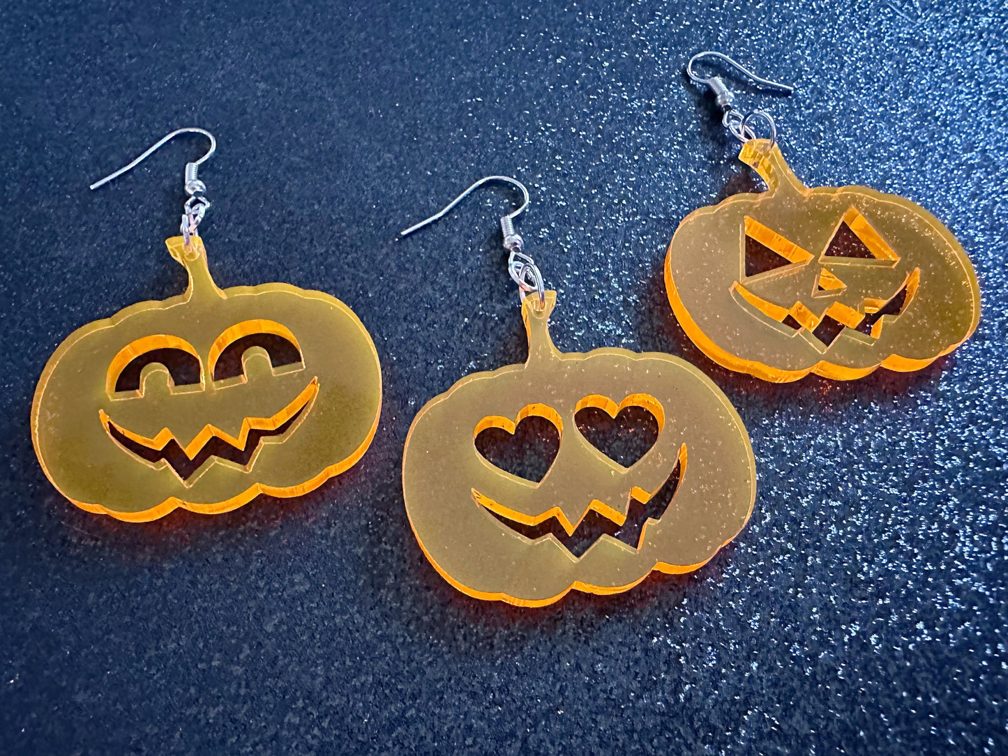 Jack-O-Lantern Halloween Earrings: Laser Cut Acrylic Pumpkins, Scary, Spooky, Horror, Gifts for Her/Him/Them