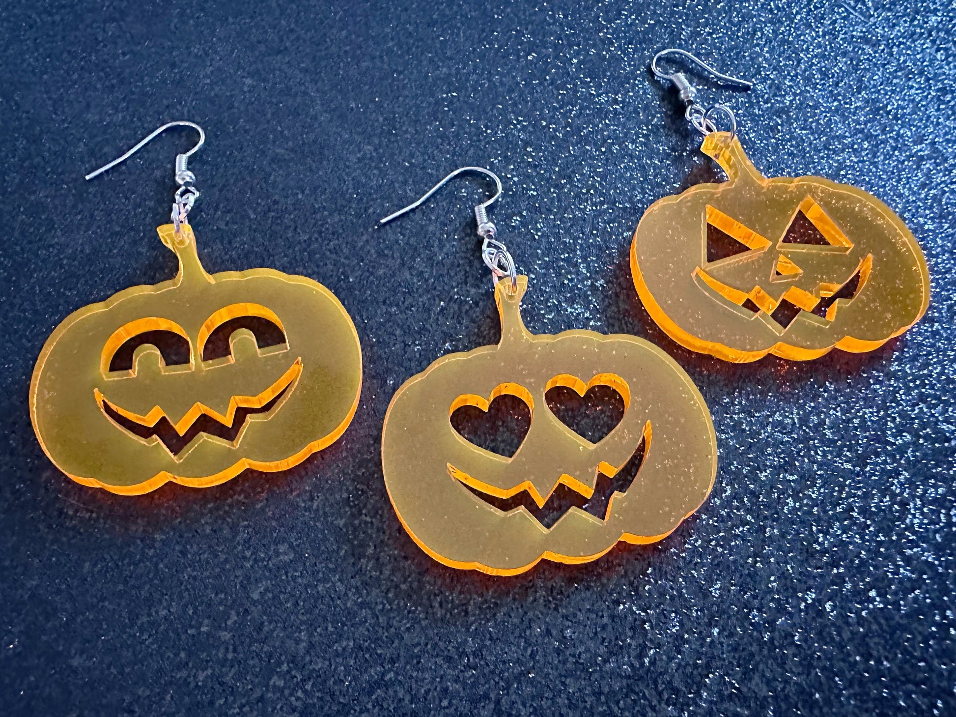 Jack-O-Lantern Halloween Earrings: Laser Cut Acrylic Pumpkins, Scary, Spooky, Horror, Gifts for Her/Him/Them