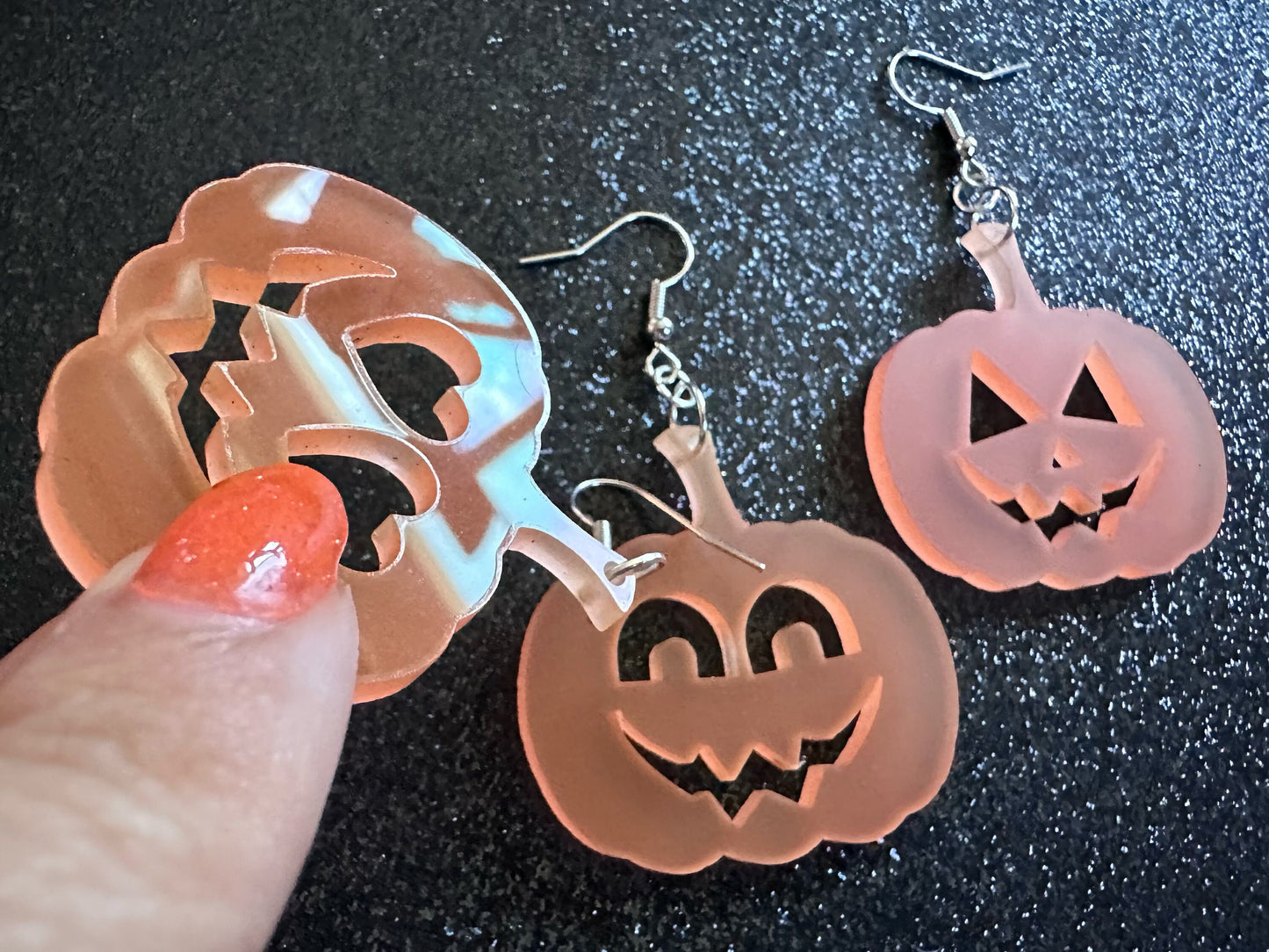 Jack-O-Lantern Halloween Earrings: Laser Cut Acrylic Pumpkins, Scary, Spooky, Horror, Gifts for Her/Him/Them
