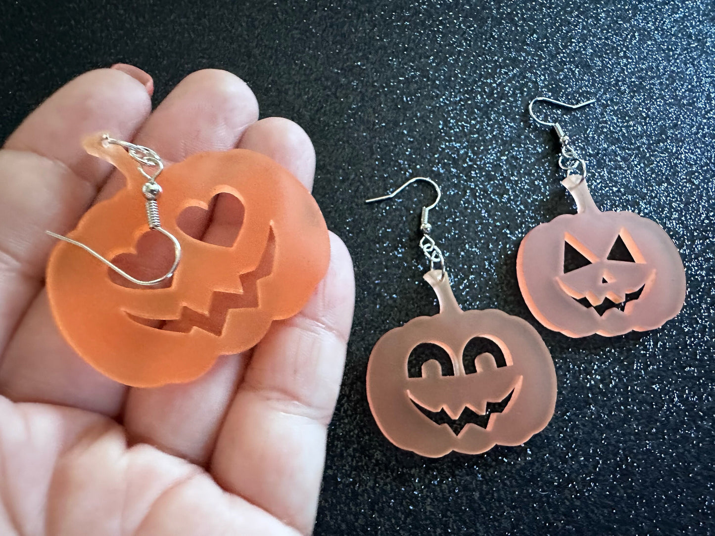 Jack-O-Lantern Halloween Earrings: Laser Cut Acrylic Pumpkins, Scary, Spooky, Horror, Gifts for Her/Him/Them