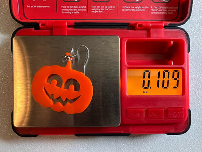 Jack-O-Lantern Halloween Earrings: Laser Cut Acrylic Pumpkins, Scary, Spooky, Horror, Gifts for Her/Him/Them