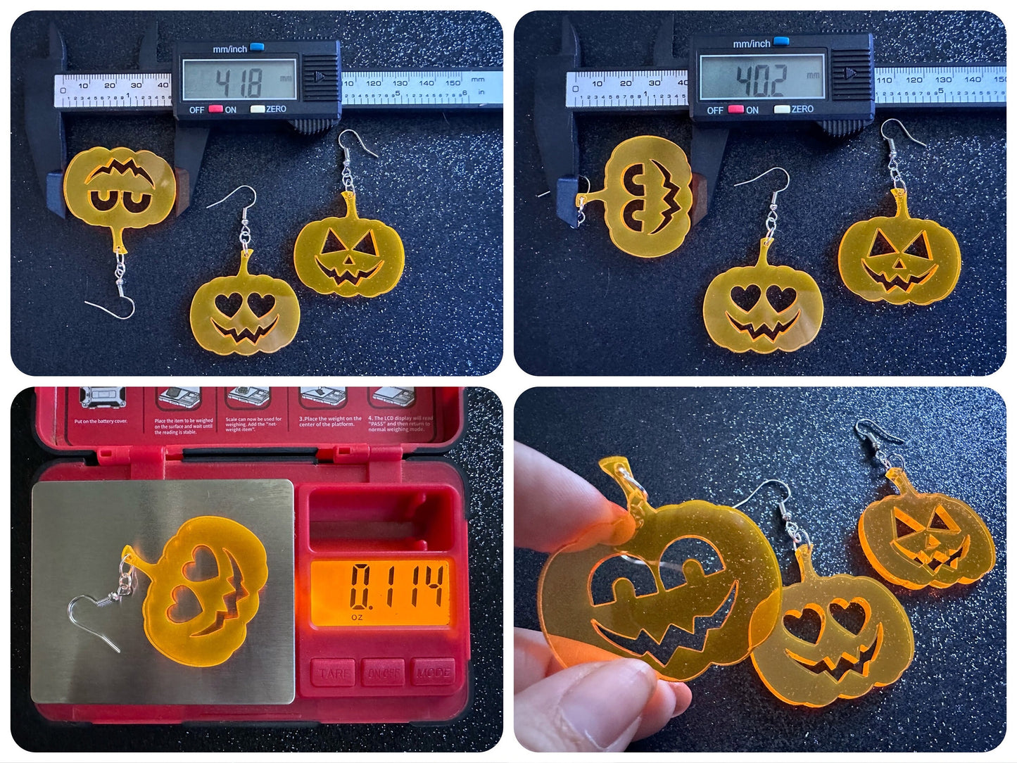 Jack-O-Lantern Halloween Earrings: Laser Cut Acrylic Pumpkins, Scary, Spooky, Horror, Gifts for Her/Him/Them