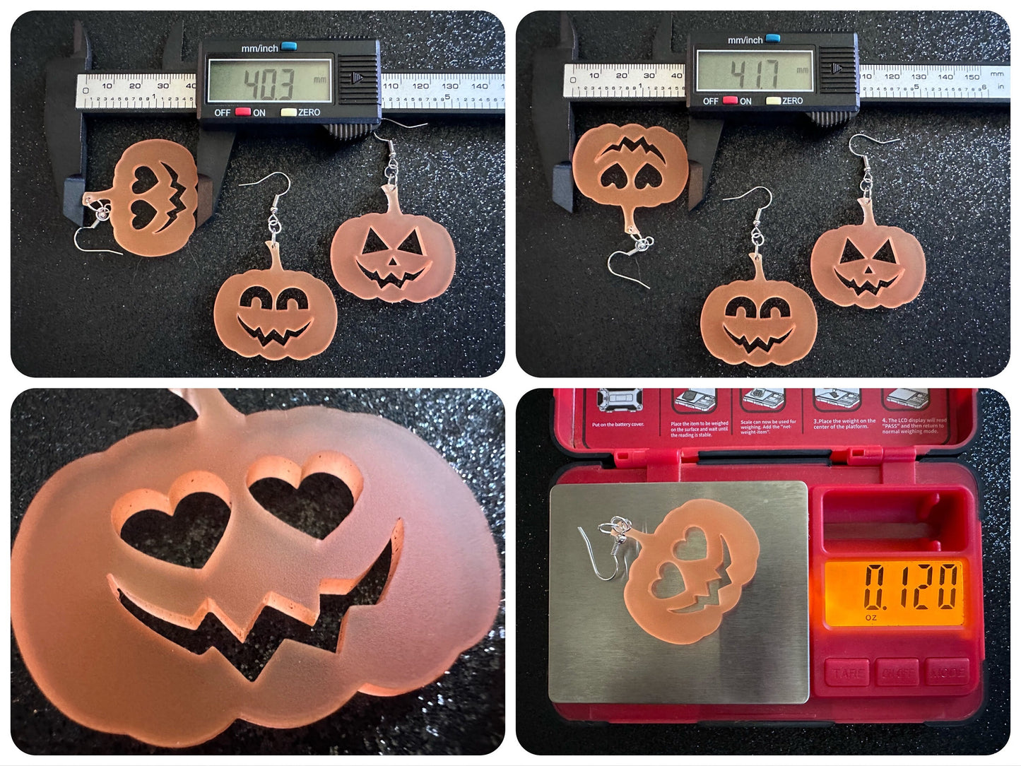 Jack-O-Lantern Halloween Earrings: Laser Cut Acrylic Pumpkins, Scary, Spooky, Horror, Gifts for Her/Him/Them