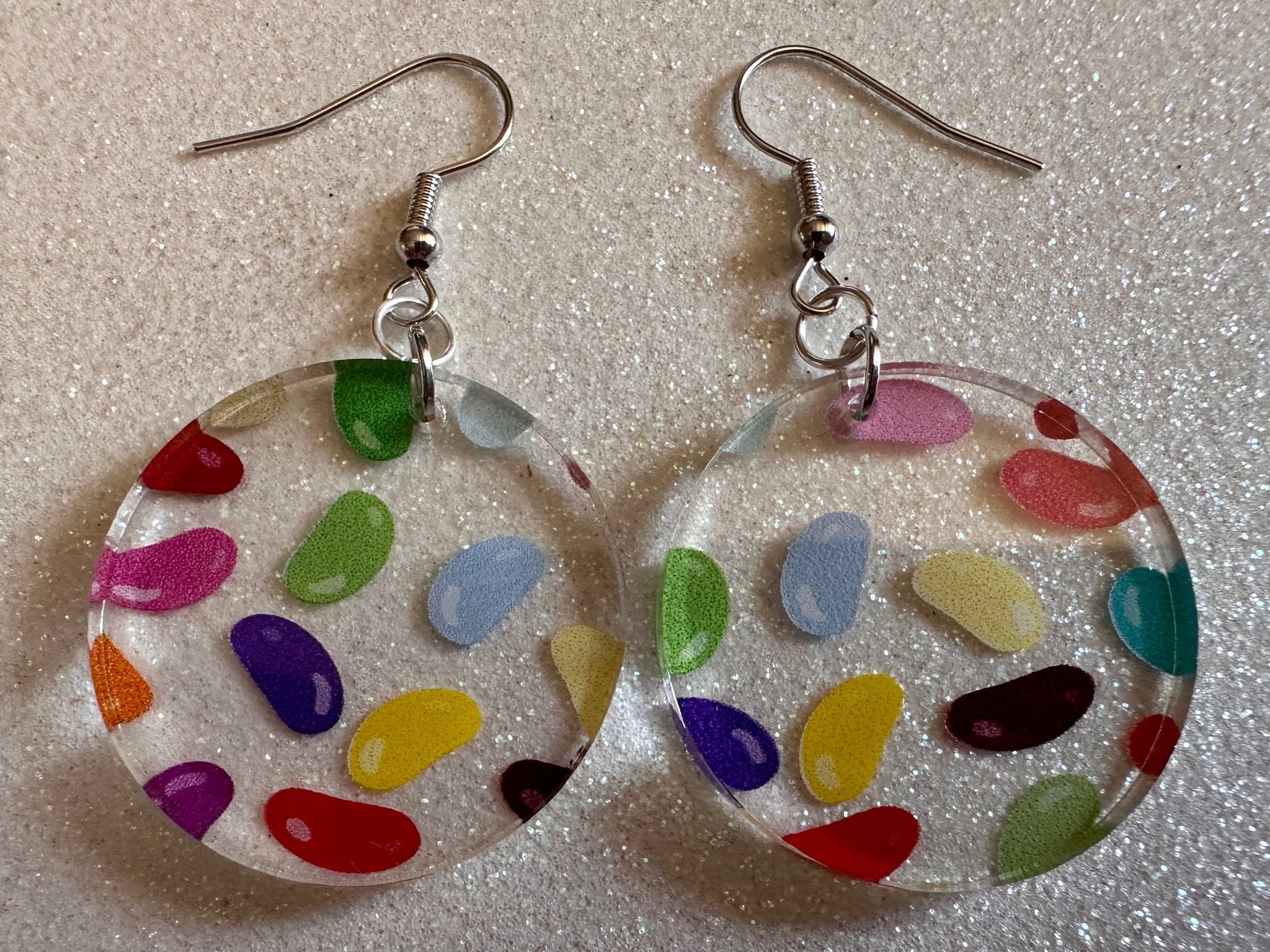 Jelly Bean Earrings: Laser Cut Acrylic Jelly Beans in Jars, Candy, Sweet, Dessert, Novelty Earrings, Rainbow, Best Gifts for Her/Him/Them