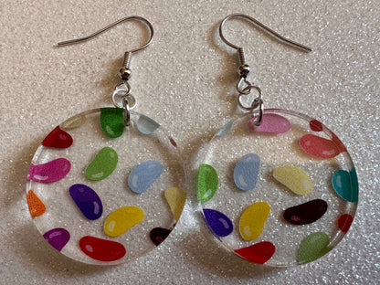 Jelly Bean Earrings: Laser Cut Acrylic Jelly Beans in Jars, Candy, Sweet, Dessert, Novelty Earrings, Rainbow, Best Gifts for Her/Him/Them