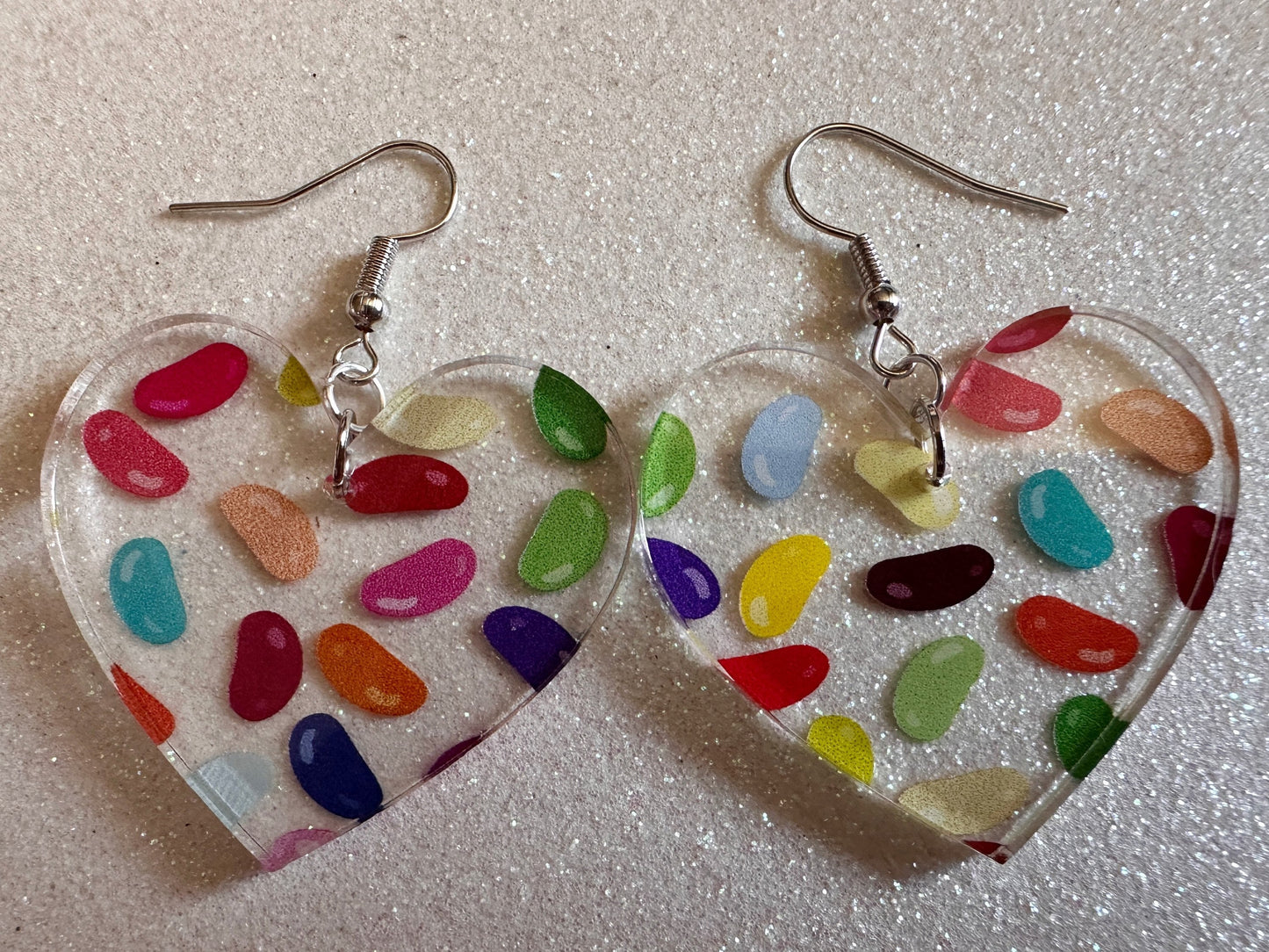 Jelly Bean Earrings: Laser Cut Acrylic Jelly Beans in Jars, Candy, Sweet, Dessert, Novelty Earrings, Rainbow, Best Gifts for Her/Him/Them