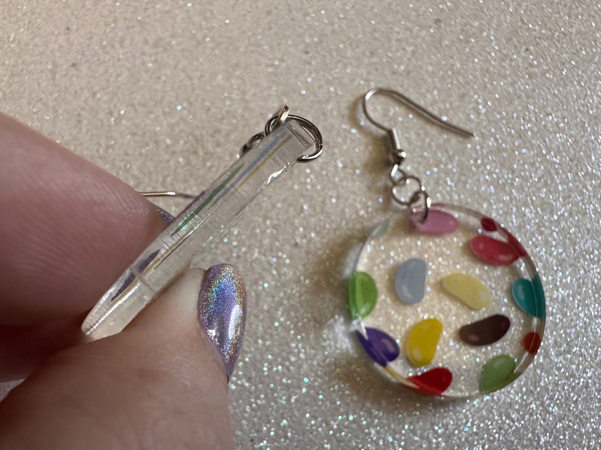 Jelly Bean Earrings: Laser Cut Acrylic Jelly Beans in Jars, Candy, Sweet, Dessert, Novelty Earrings, Rainbow, Best Gifts for Her/Him/Them