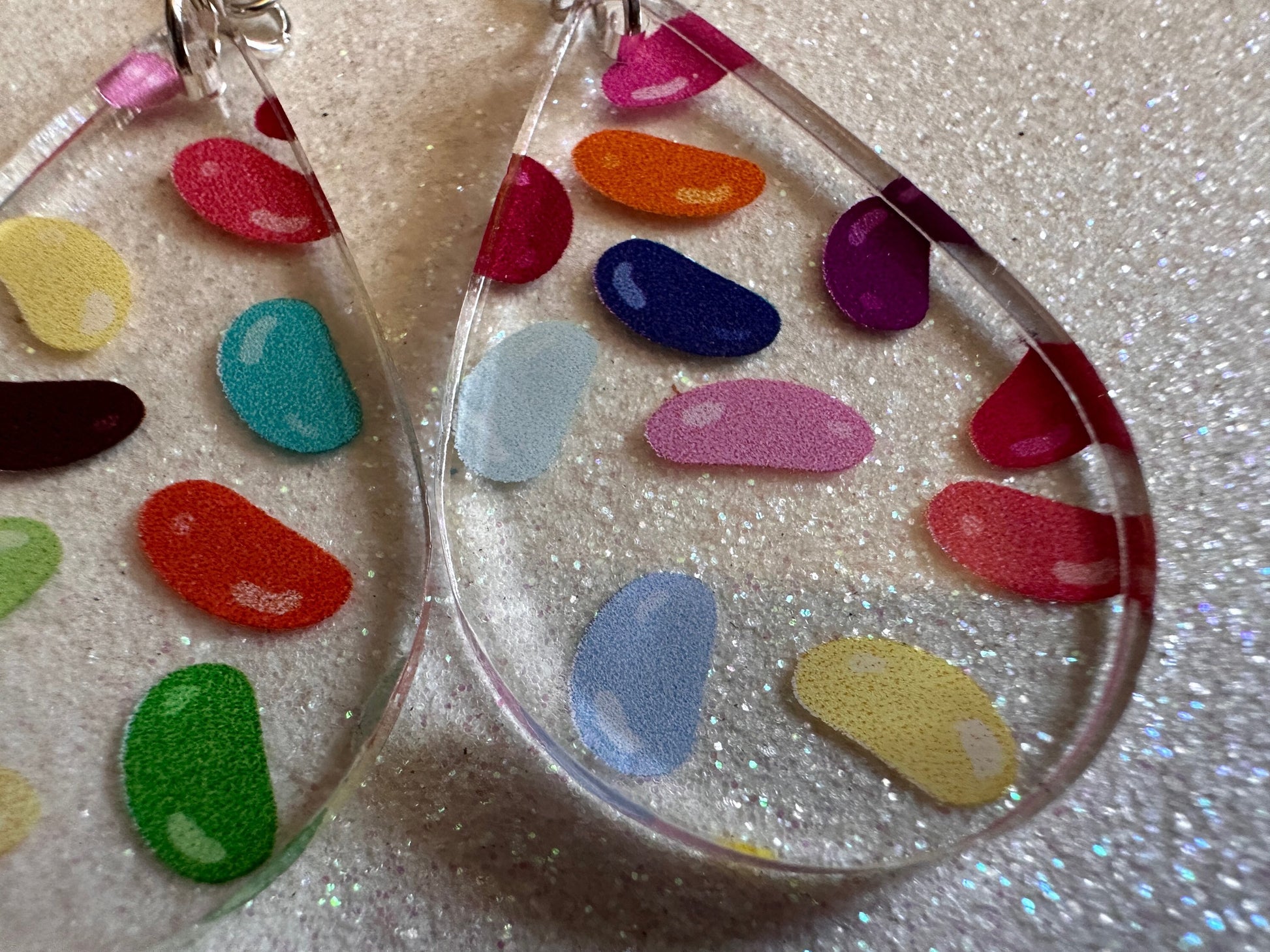 Jelly Bean Earrings: Laser Cut Acrylic Jelly Beans in Jars, Candy, Sweet, Dessert, Novelty Earrings, Rainbow, Best Gifts for Her/Him/Them