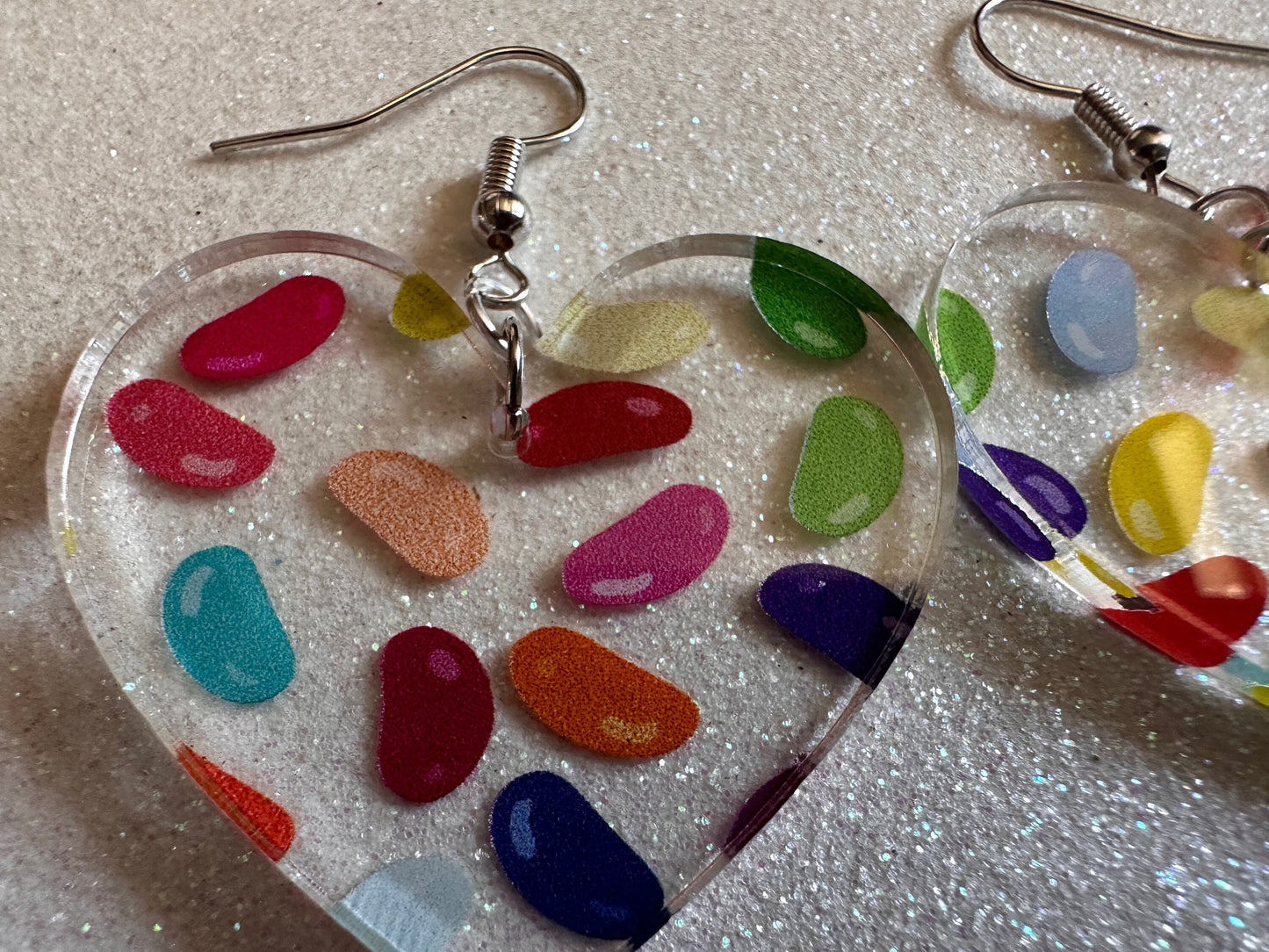 Jelly Bean Earrings: Laser Cut Acrylic Jelly Beans in Jars, Candy, Sweet, Dessert, Novelty Earrings, Rainbow, Best Gifts for Her/Him/Them