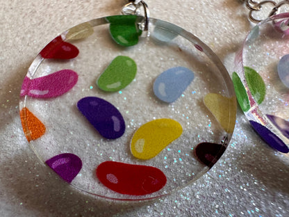 Jelly Bean Earrings: Laser Cut Acrylic Jelly Beans in Jars, Candy, Sweet, Dessert, Novelty Earrings, Rainbow, Best Gifts for Her/Him/Them