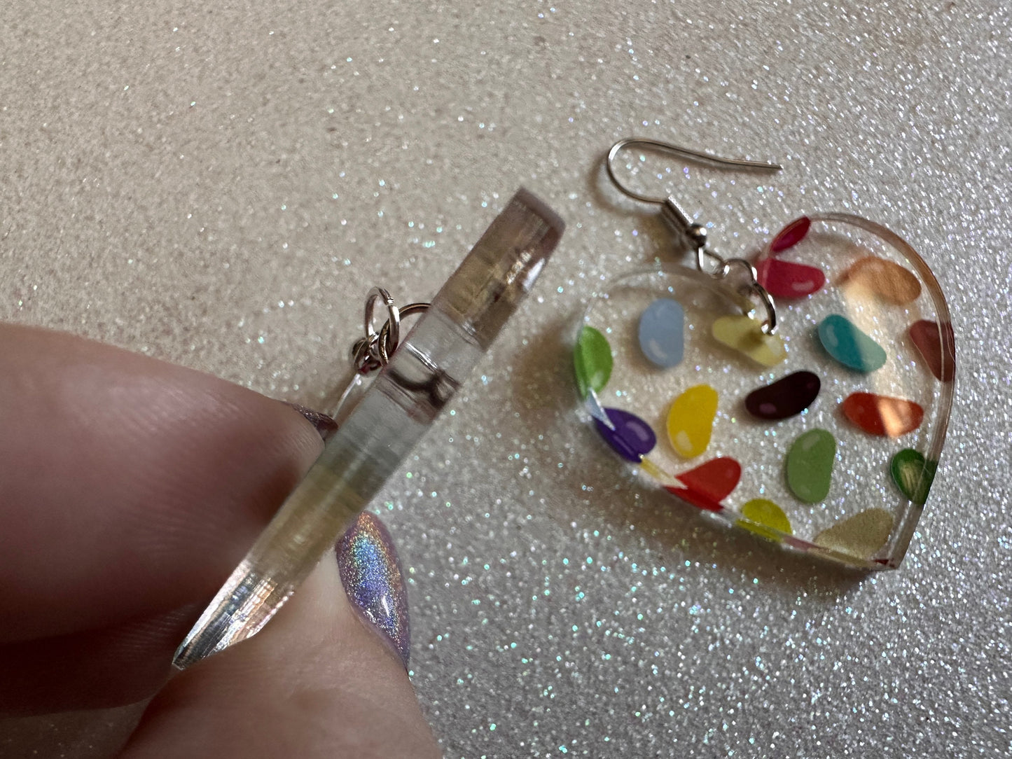 Jelly Bean Earrings: Laser Cut Acrylic Jelly Beans in Jars, Candy, Sweet, Dessert, Novelty Earrings, Rainbow, Best Gifts for Her/Him/Them