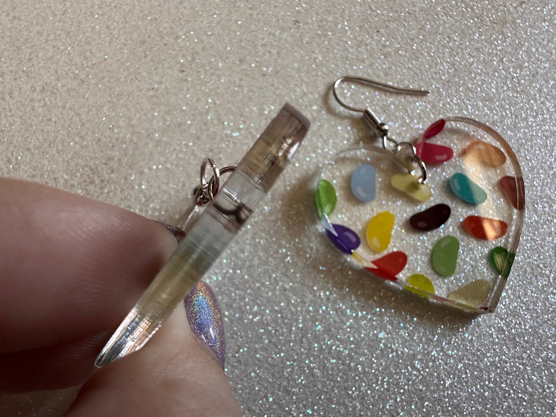 Jelly Bean Earrings: Laser Cut Acrylic Jelly Beans in Jars, Candy, Sweet, Dessert, Novelty Earrings, Rainbow, Best Gifts for Her/Him/Them