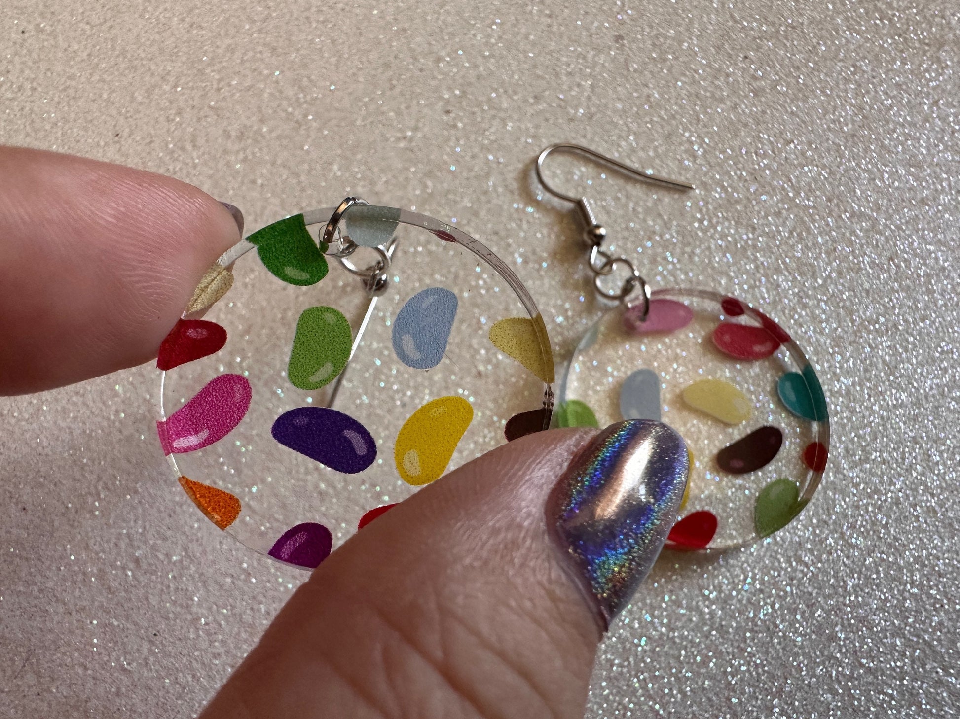 Jelly Bean Earrings: Laser Cut Acrylic Jelly Beans in Jars, Candy, Sweet, Dessert, Novelty Earrings, Rainbow, Best Gifts for Her/Him/Them