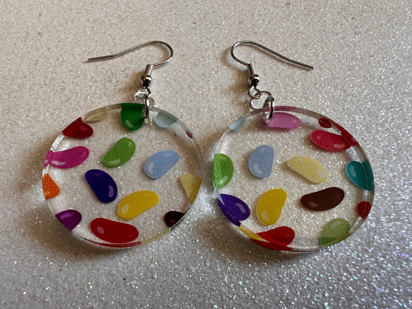 Jelly Bean Earrings: Laser Cut Acrylic Jelly Beans in Jars, Candy, Sweet, Dessert, Novelty Earrings, Rainbow, Best Gifts for Her/Him/Them