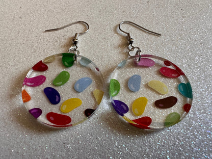 Jelly Bean Earrings: Laser Cut Acrylic Jelly Beans in Jars, Candy, Sweet, Dessert, Novelty Earrings, Rainbow, Best Gifts for Her/Him/Them