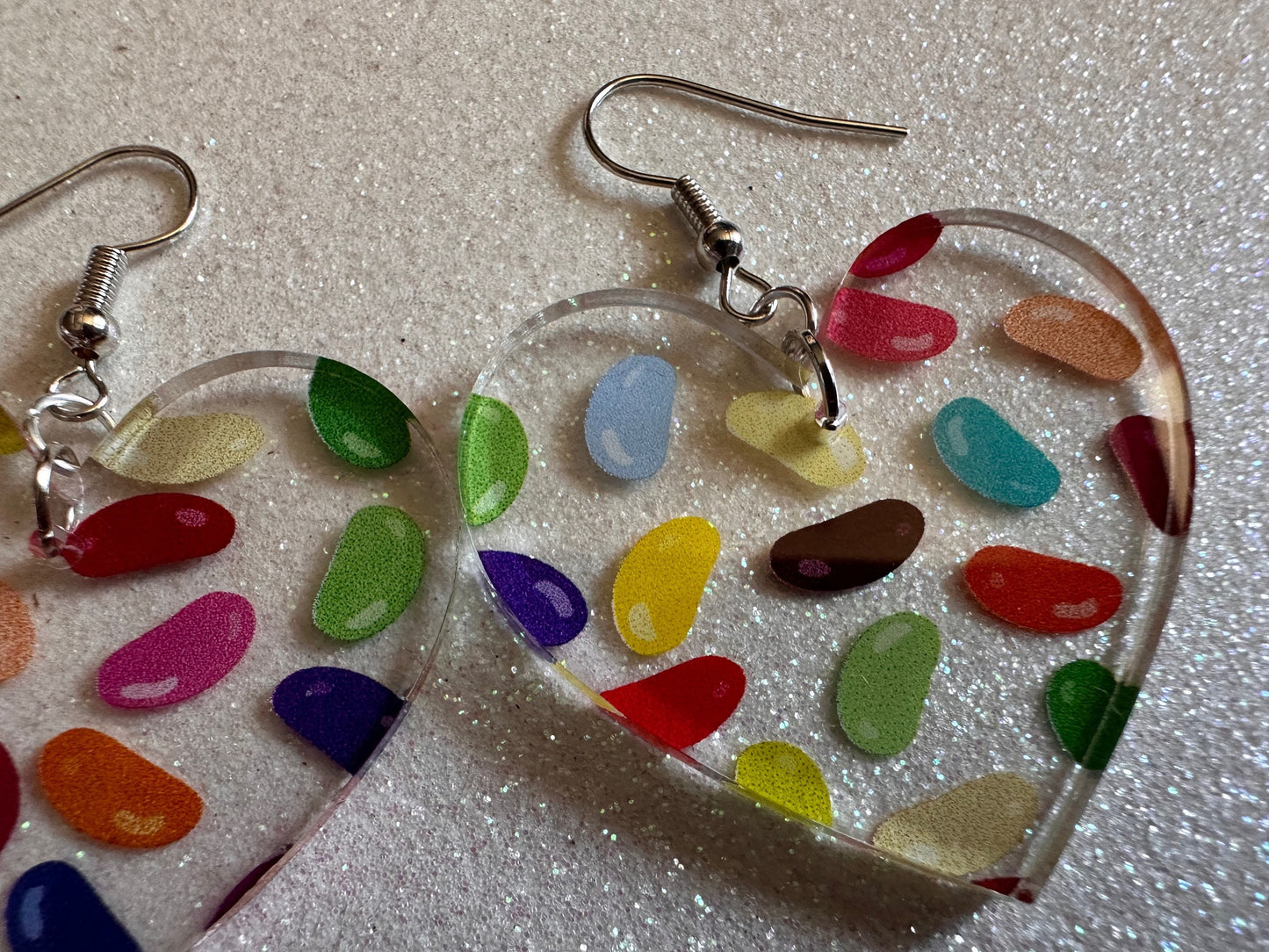 Jelly Bean Earrings: Laser Cut Acrylic Jelly Beans in Jars, Candy, Sweet, Dessert, Novelty Earrings, Rainbow, Best Gifts for Her/Him/Them