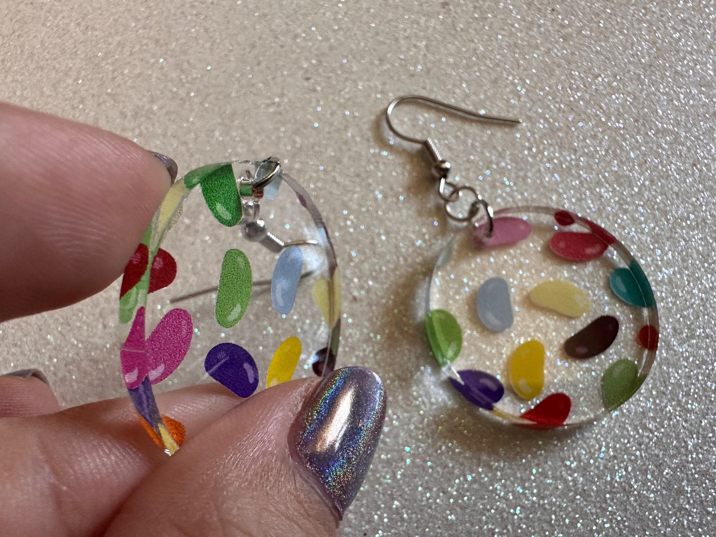 Jelly Bean Earrings: Laser Cut Acrylic Jelly Beans in Jars, Candy, Sweet, Dessert, Novelty Earrings, Rainbow, Best Gifts for Her/Him/Them